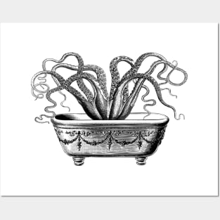 Tentacles in the Tub | Octopus in Bathtub | Vintage Octopus | Vintage Horror | Posters and Art